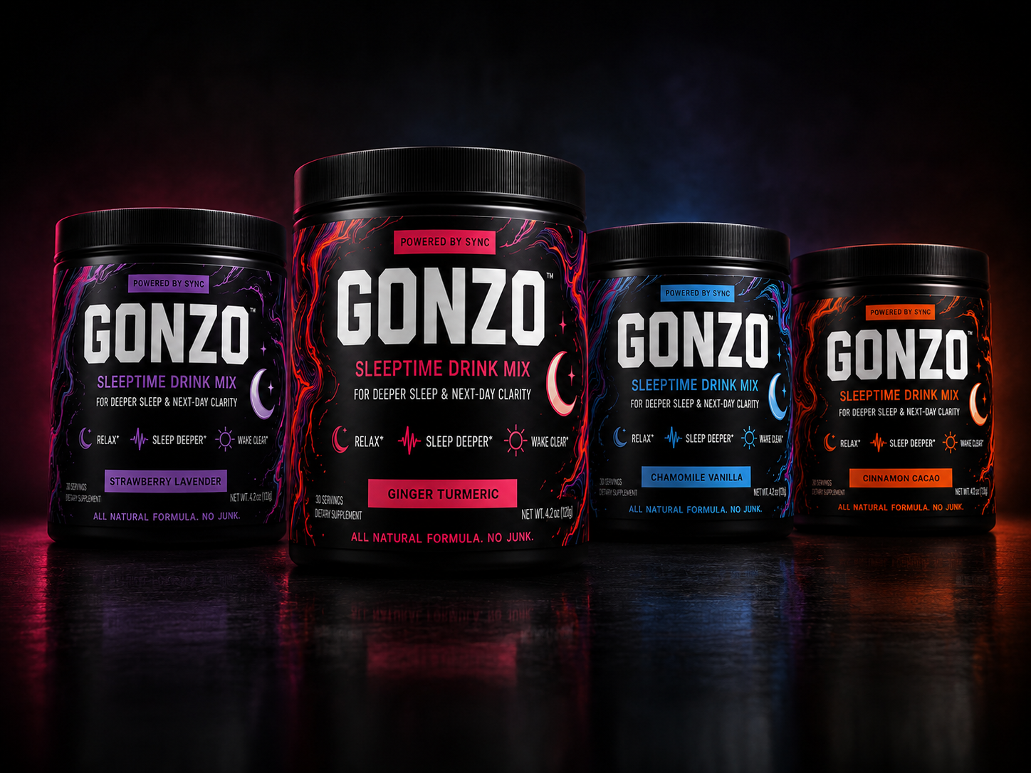 GONZO Sleeptime Drink Mix — full flavor lineup